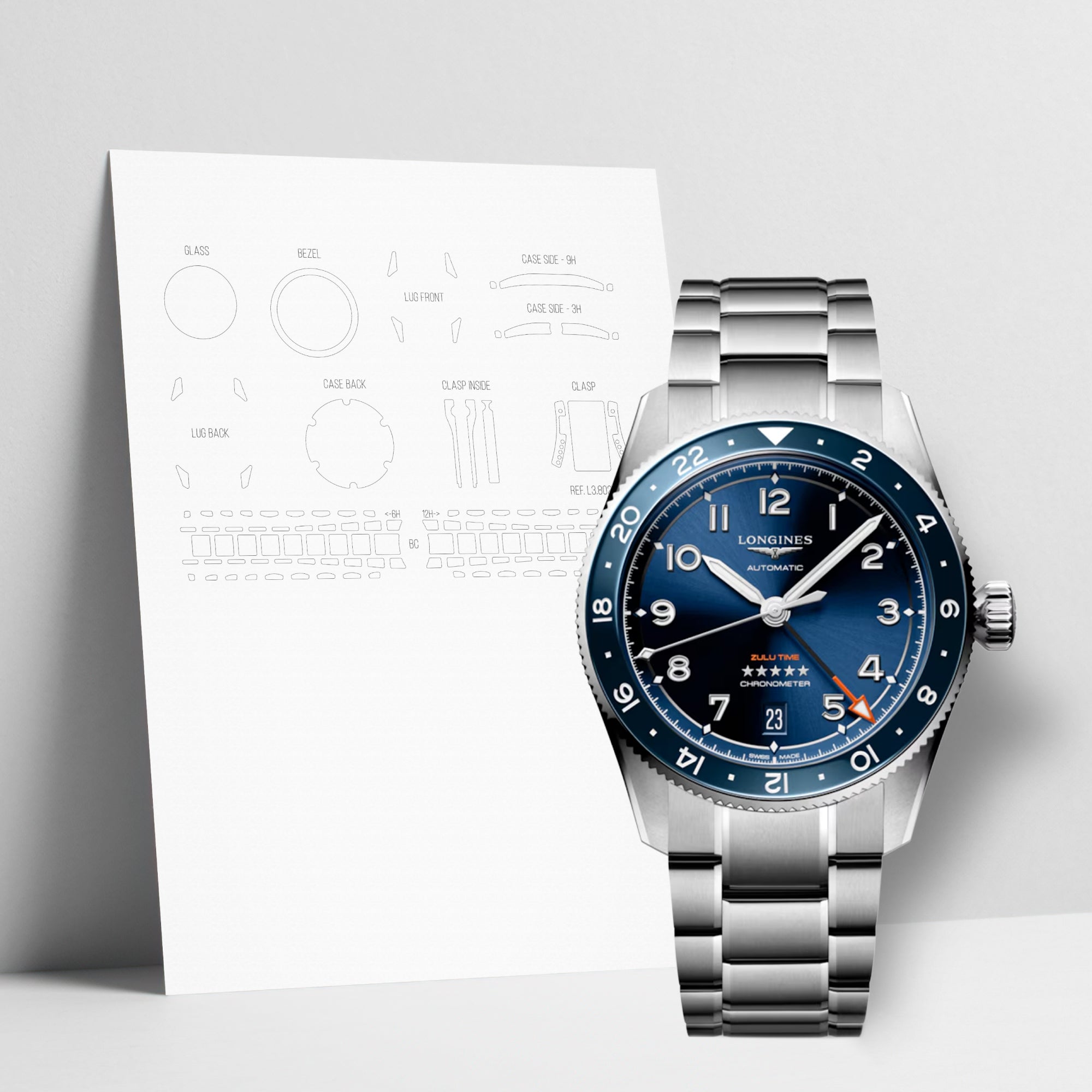 WATCHSHELL LONGINES SPIRIT L3.802.4.93.6 39MM PROTECTIVE FILM