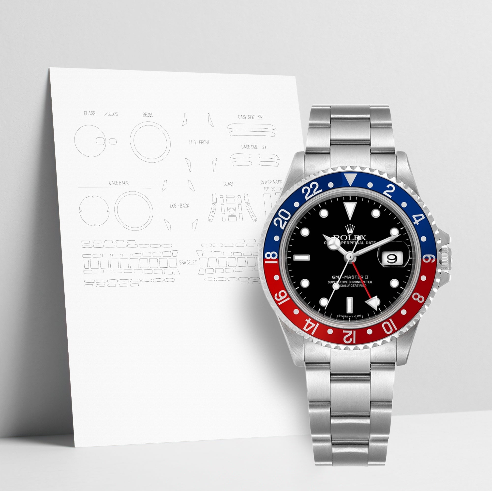 WATCHSHELL ROLEX GMT-MASTER II 16710 40MM OYSTER PROTECTIVE FILM