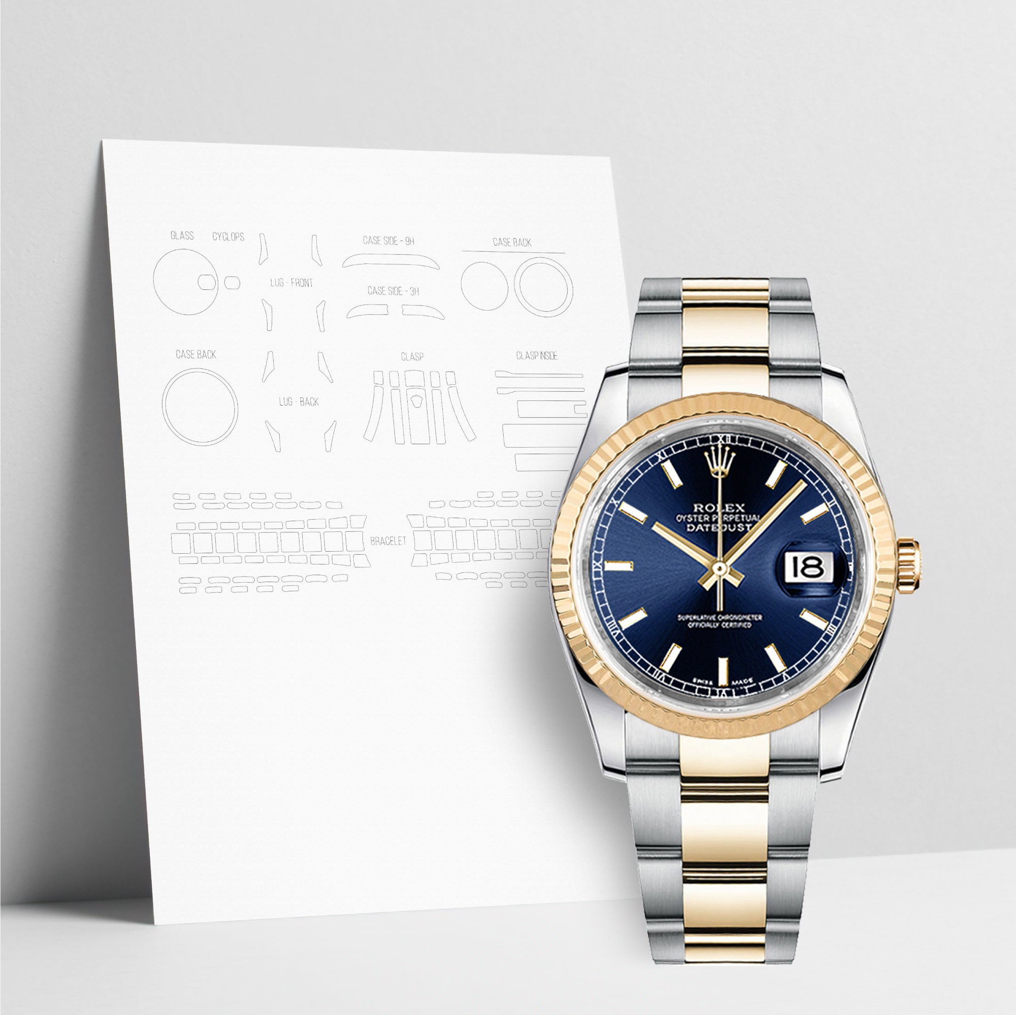 WATCHSHELL ROLEX DATEJUST 116233 36MM OYSTER PROTECTIVE FILM