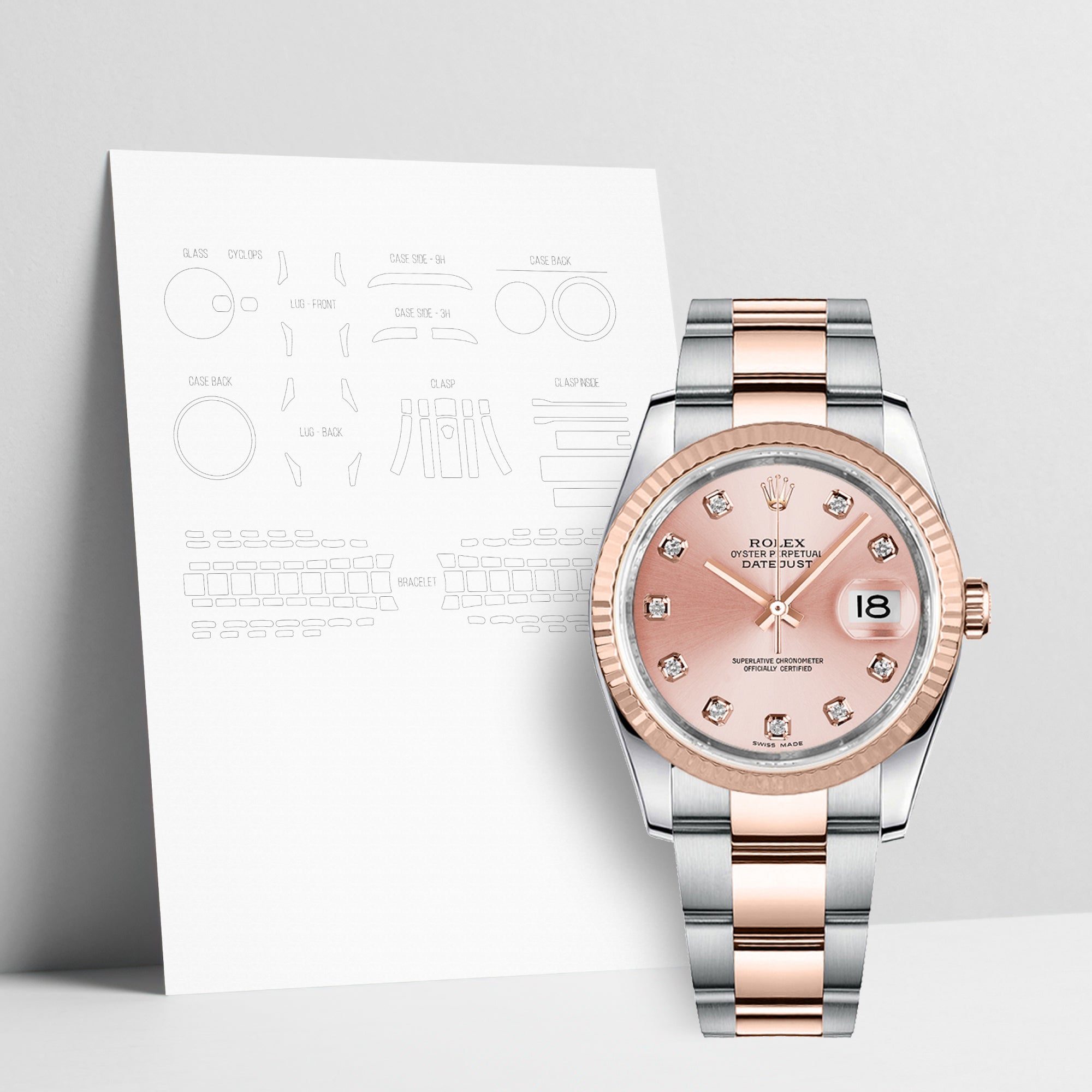 WATCHSHELL ROLEX DATEJUST 116231 36MM OYSTER PROTECTIVE FILM