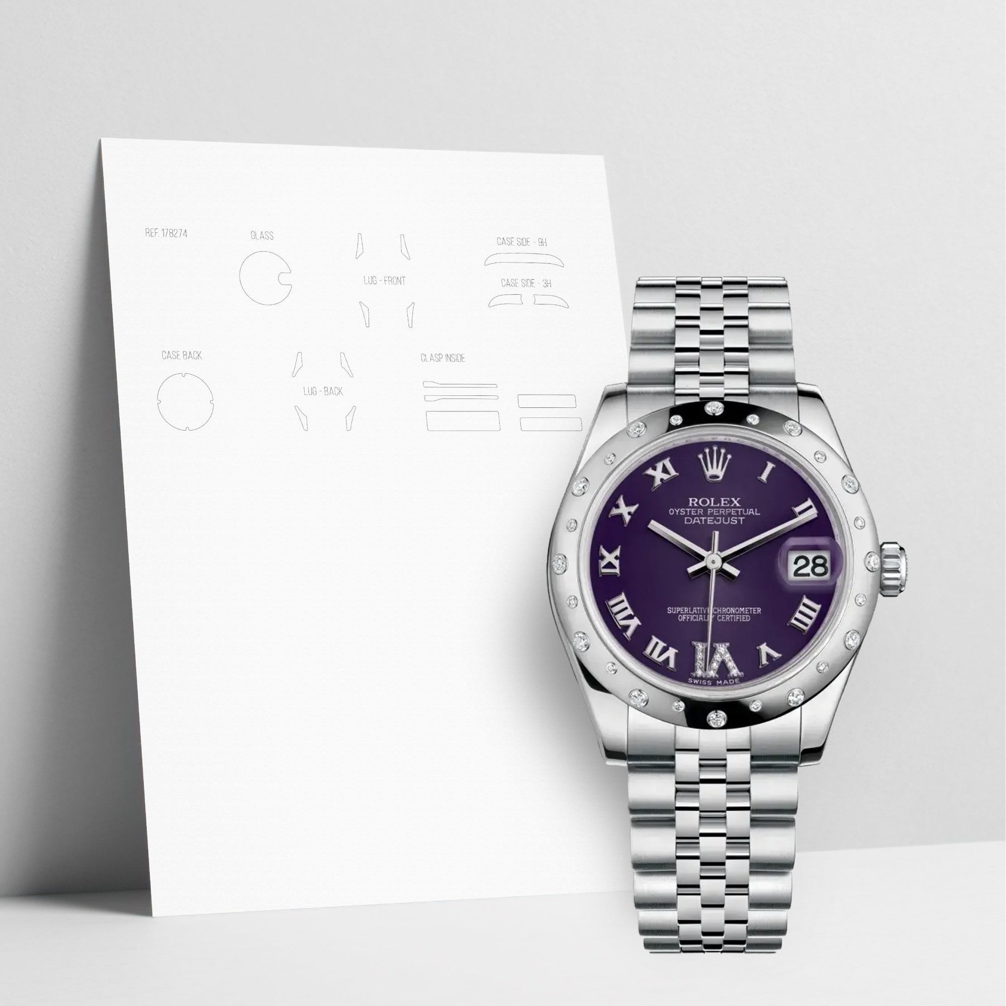 WATCHSHELL ROLEX DATEJUST 178344 31MM JUBILEE PROTECTIVE FILM