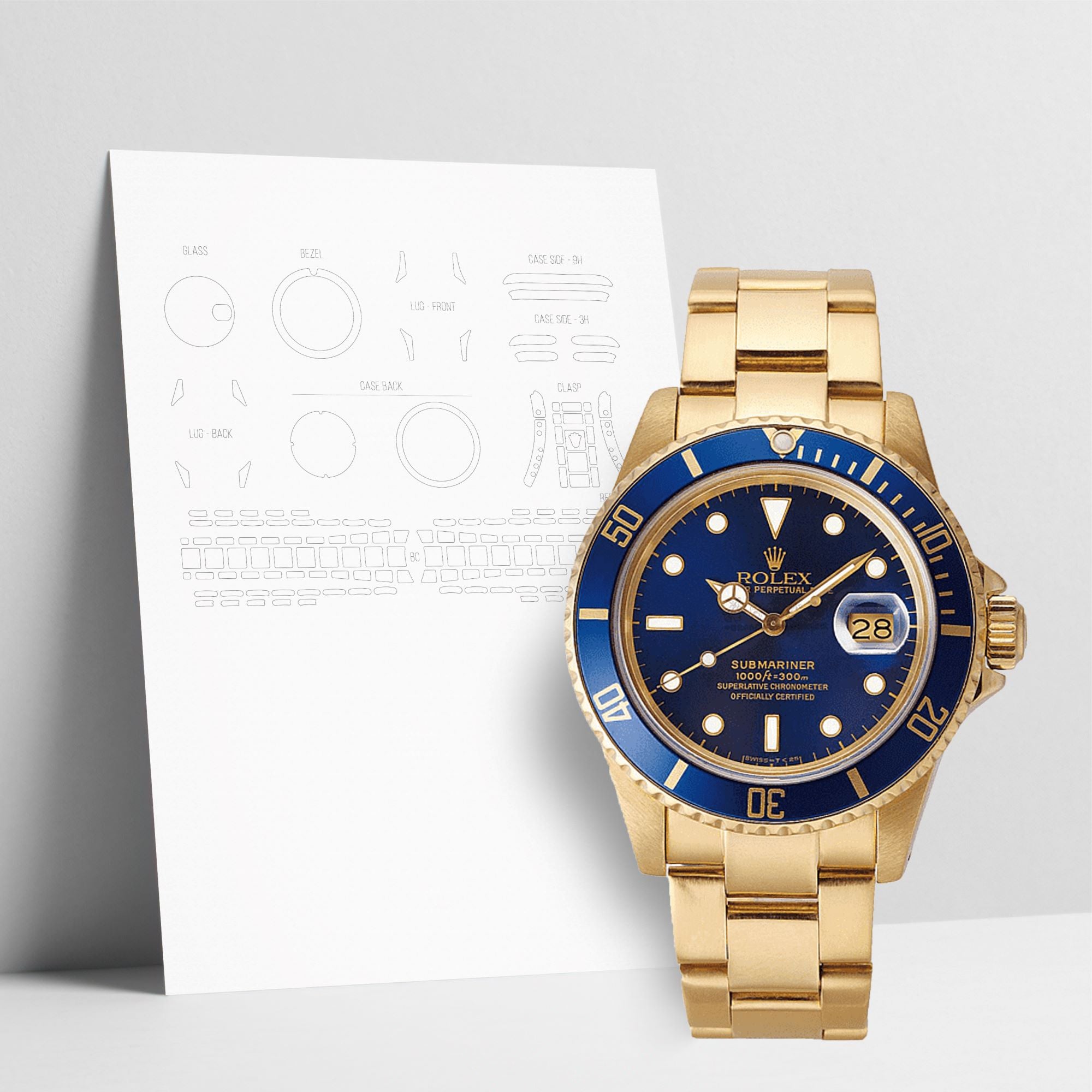 WATCHSHELL ROLEX SUBMARINER 16618LB 40MM OYSTER PROTECTIVE FILM