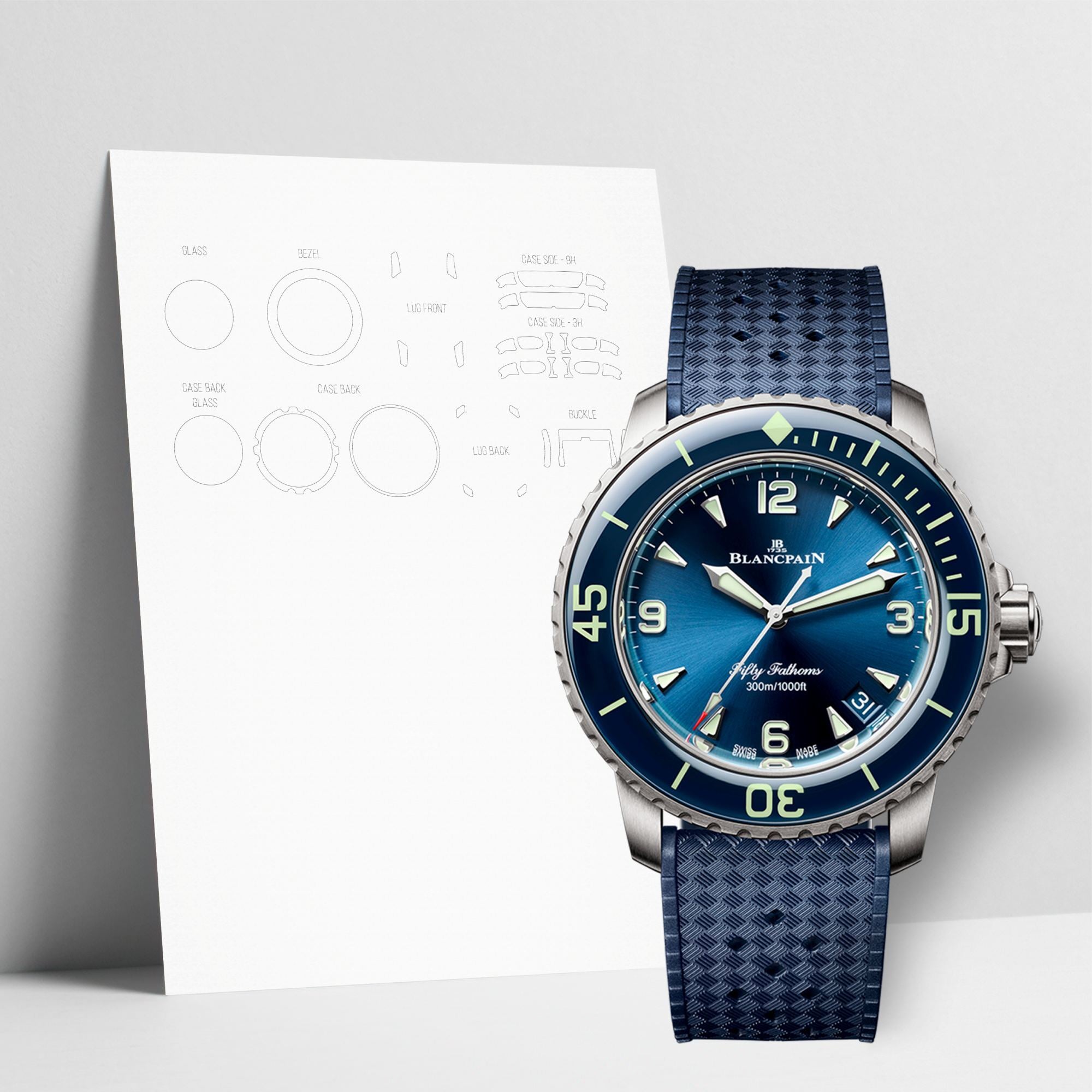 WATCHSHELL BLANCPAIN FIFTY FATHOMS 5010 12B40 O64B 42.3MM PROTECTIVE FILM