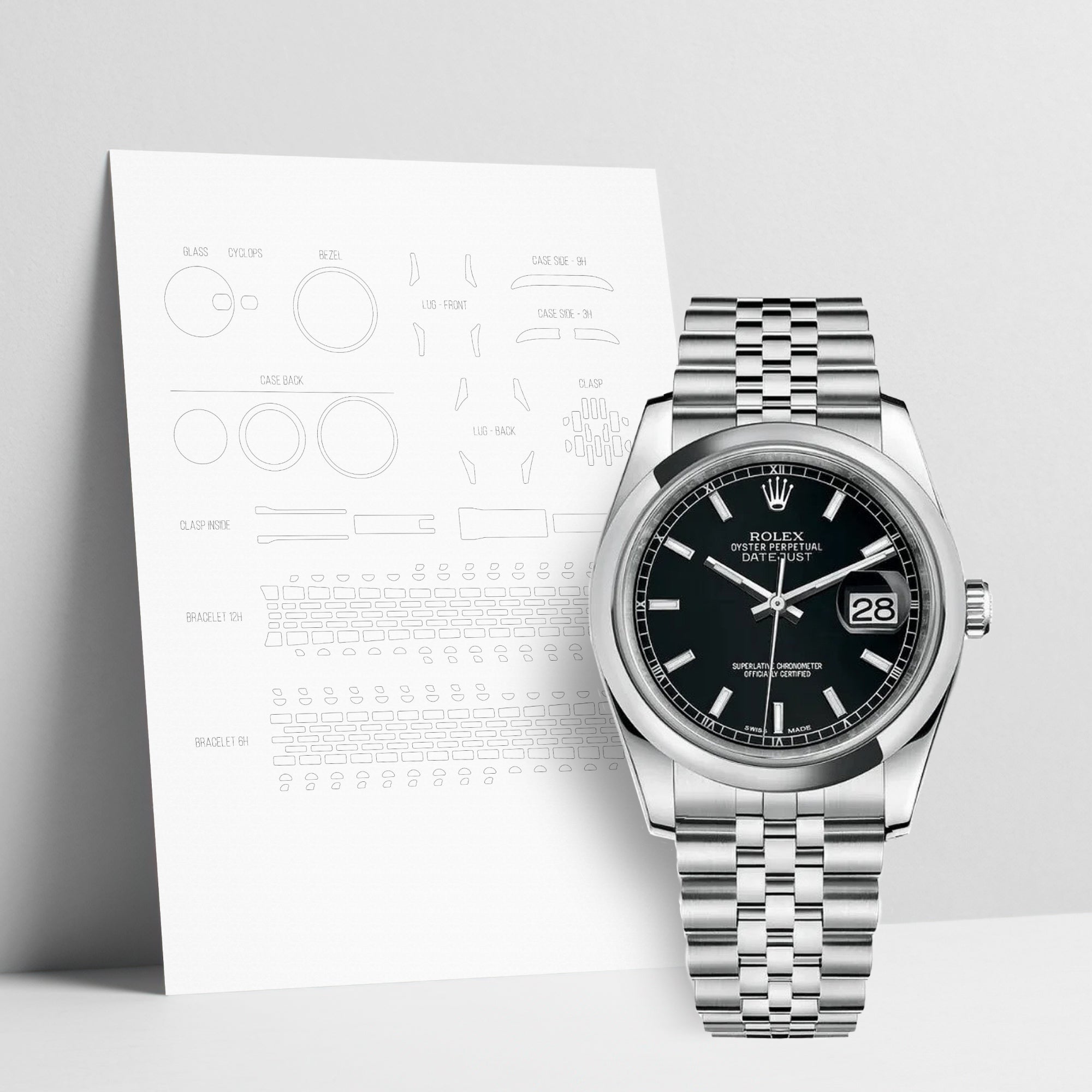 WATCHSHELL ROLEX DATEJUST 116200 36MM JUBILEE PROTECTIVE FILM