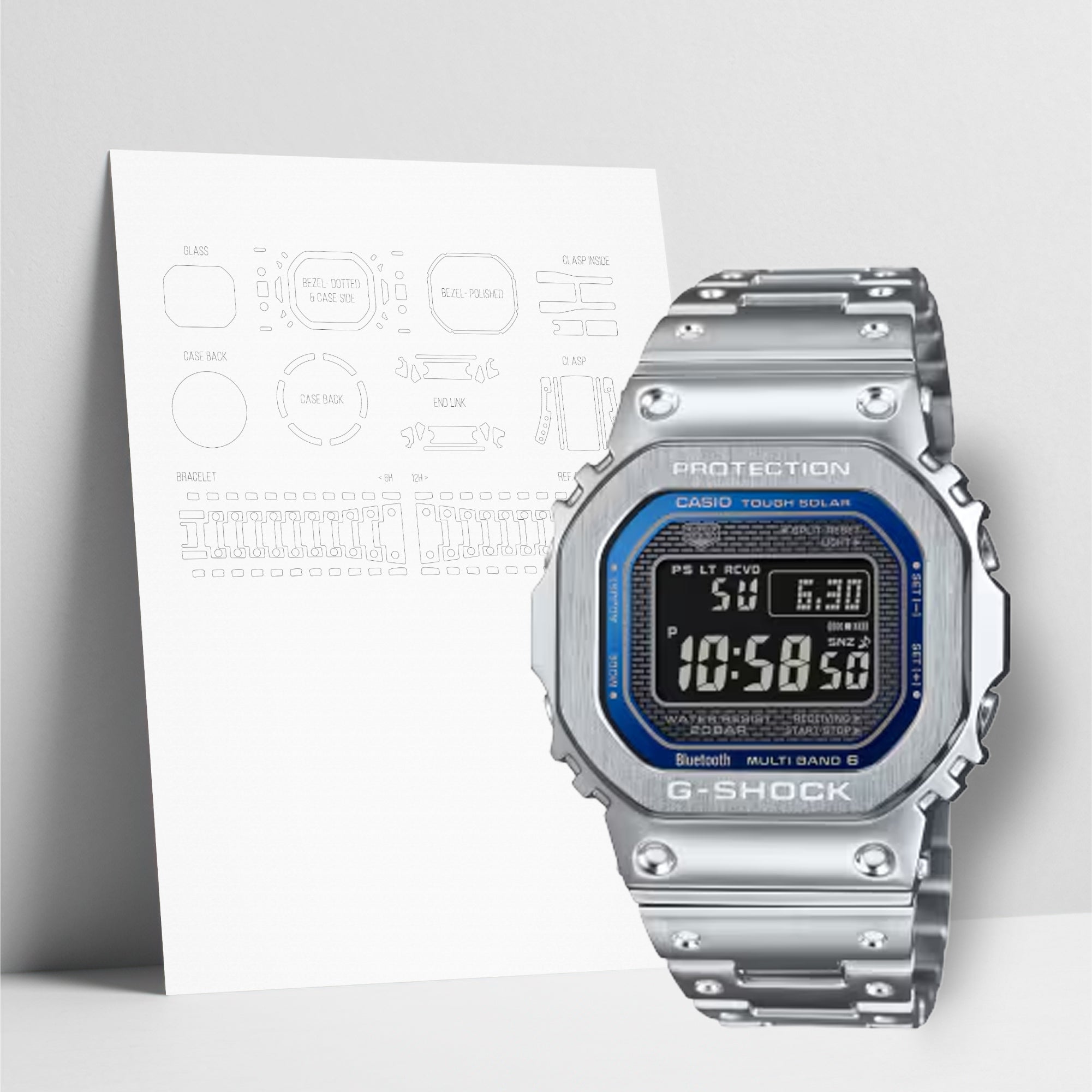 WATCHSHELL G-SHOCK GMW-B5000D-2 PROTECTIVE FILM