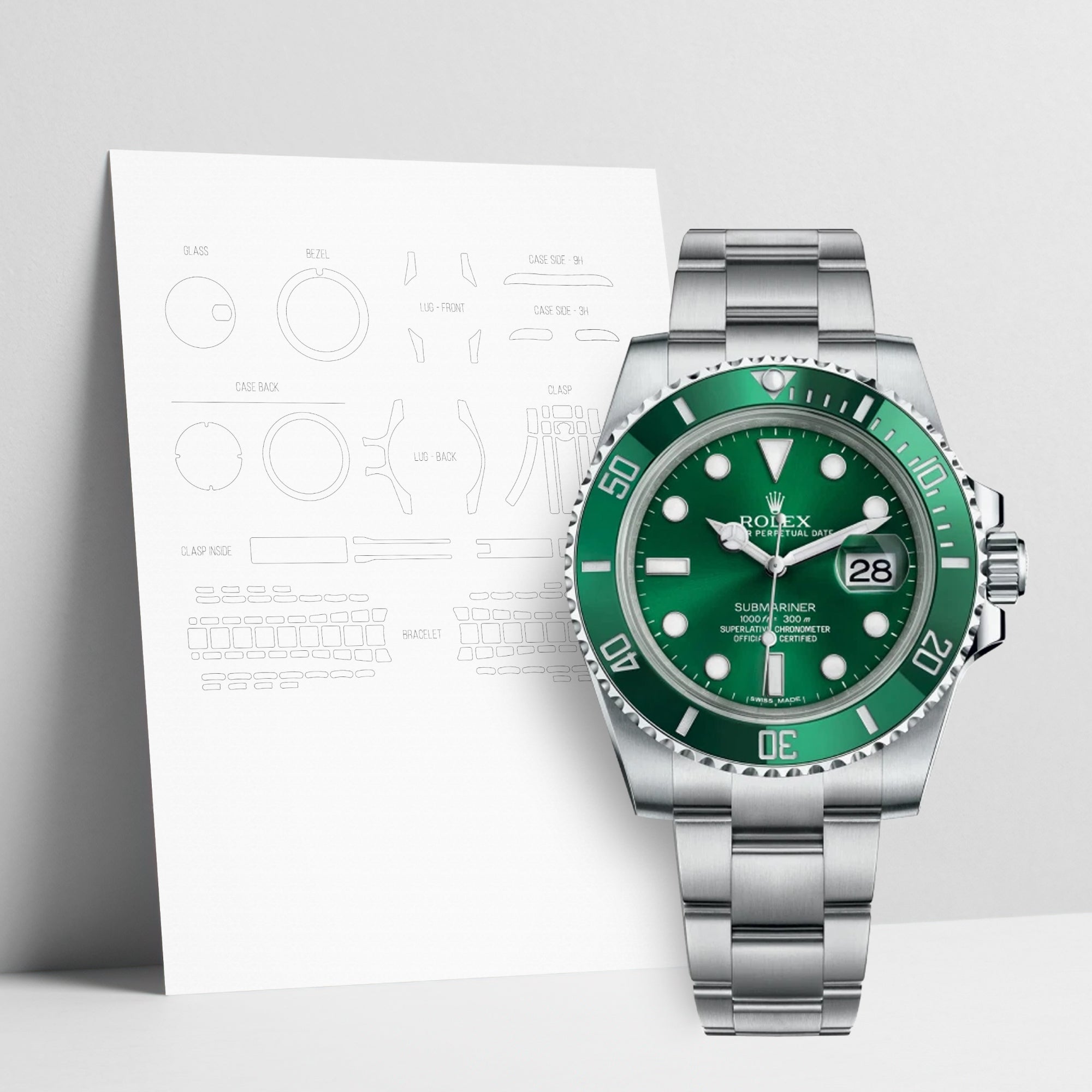WATCHSHELL ROLEX SUBMARINER 116610LV 40MM OYSTER PROTECTIVE FILM
