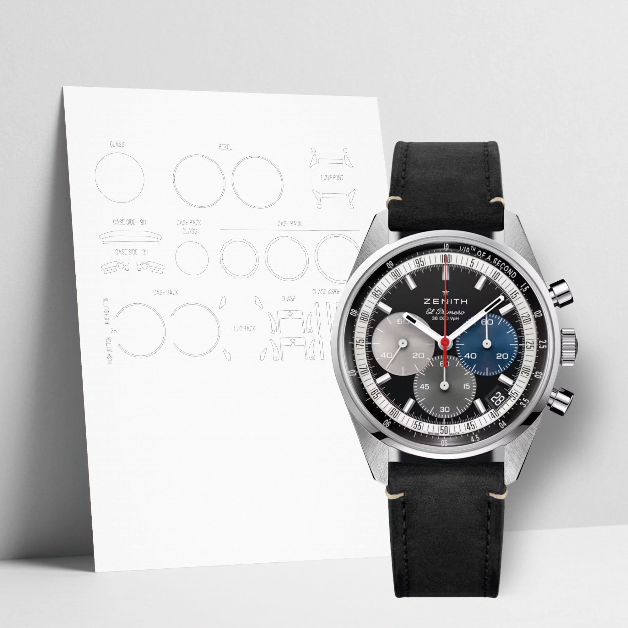 WATCHSHELL ZENITH CHRONOMASTER 03.3200.3600/22.C908 38MM PROTECTIVE FILM