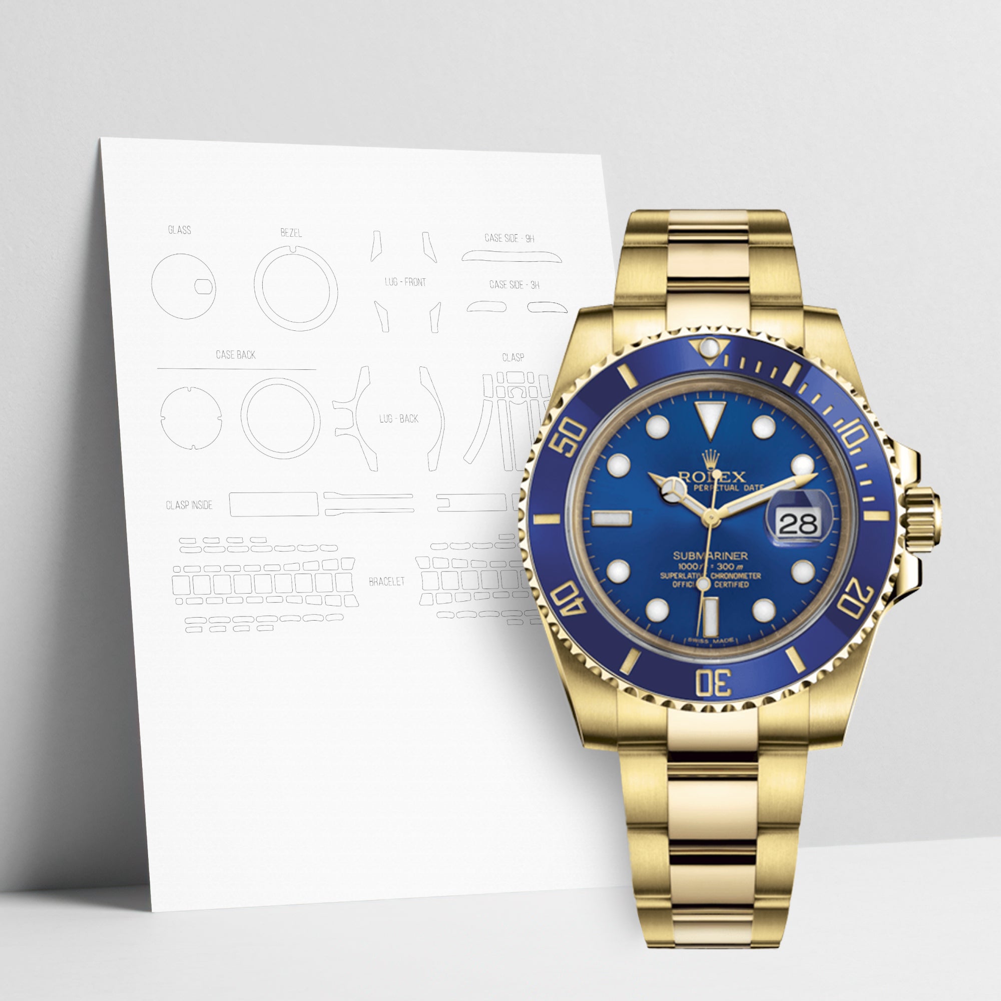 WATCHSHELL ROLEX SUBMARINER 116618LB 40MM OYSTER PROTECTIVE FILM