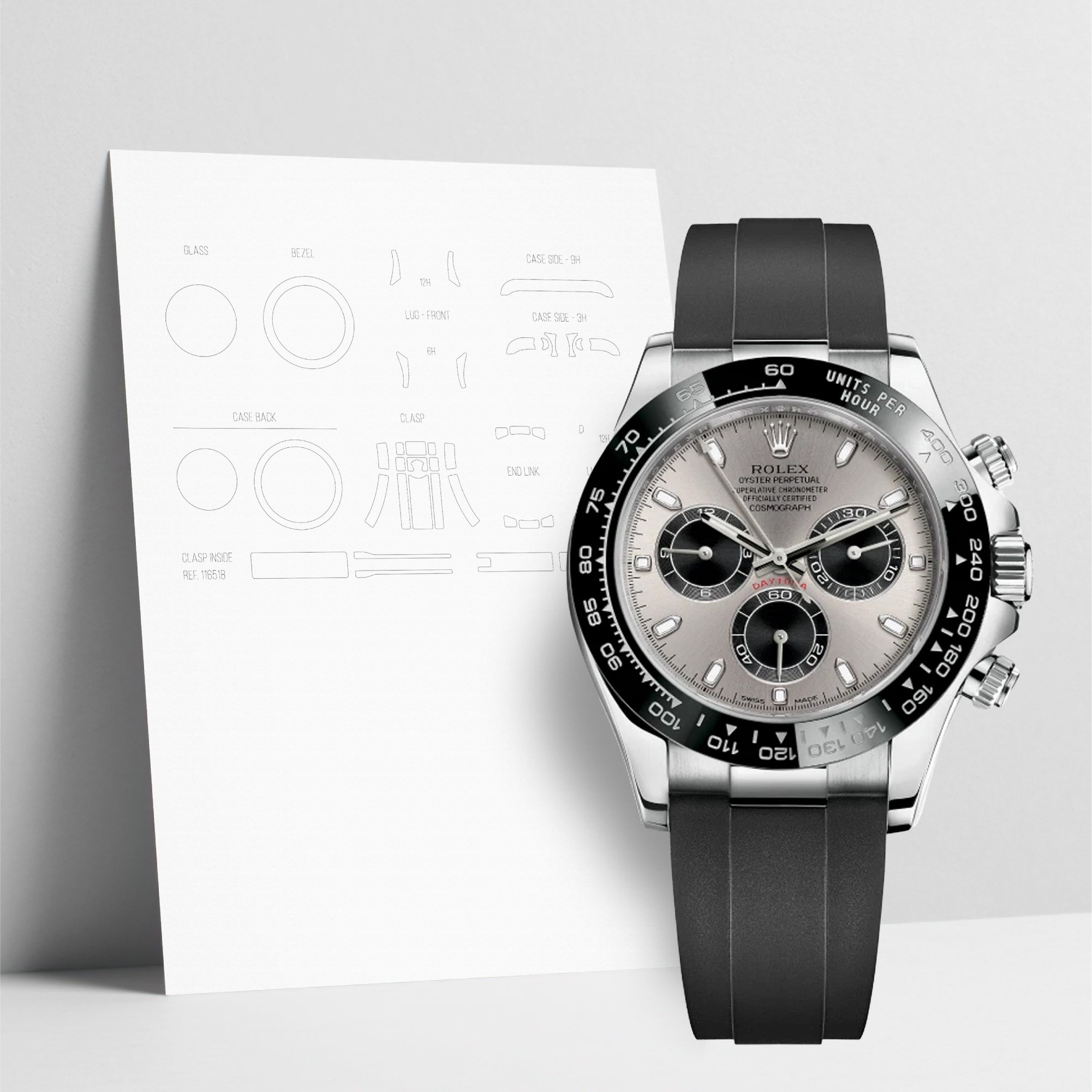 WATCHSHELL ROLEX DAYTONA 116519LN 40MM OYSTERFLEX PROTECTIVE FILM
