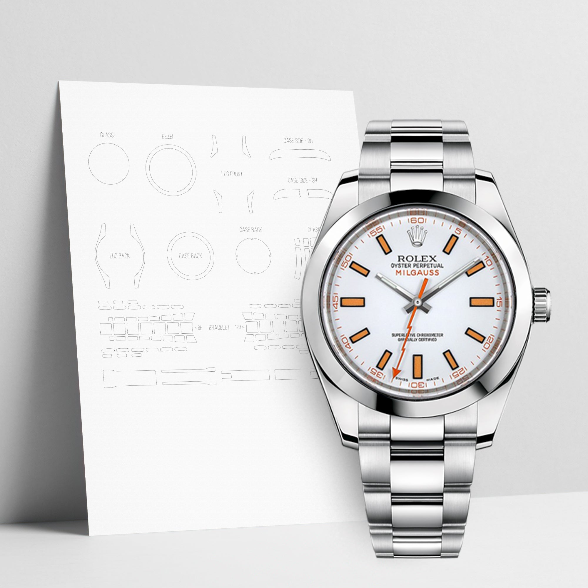 WATCHSHELL ROLEX MILGAUSS 116400 40MM OYSTER PROTECTIVE FILM