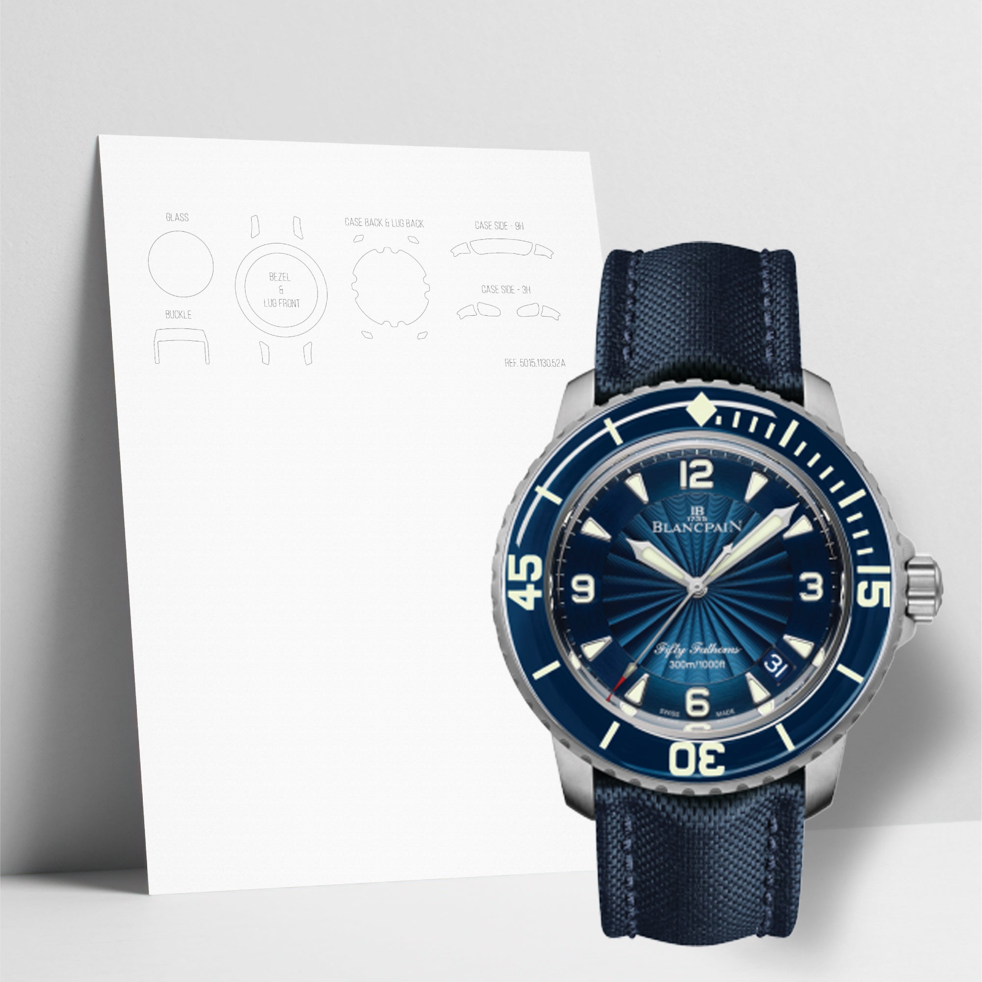 WATCHSHELL BLANCPAIN FIFTY FATHOMS 5015D 1140 52B 45MM PROTECTIVE FILM
