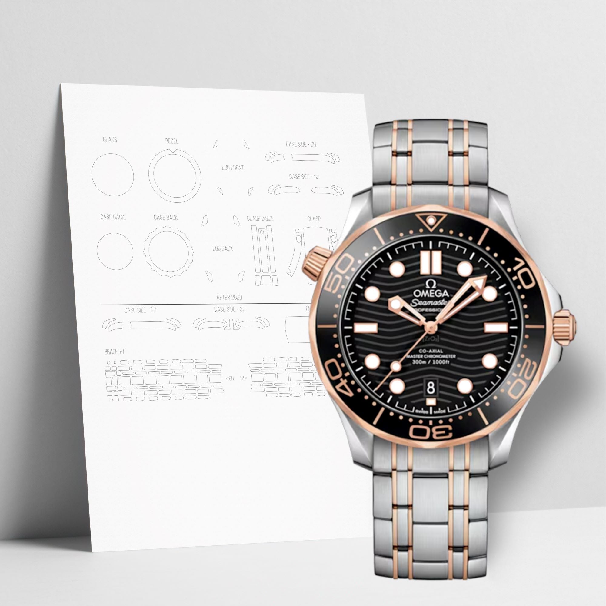 WATCHSHELL OMEGA DIVER 300M 210.20.42.20.01.002 42MM PROTECTIVE FILM