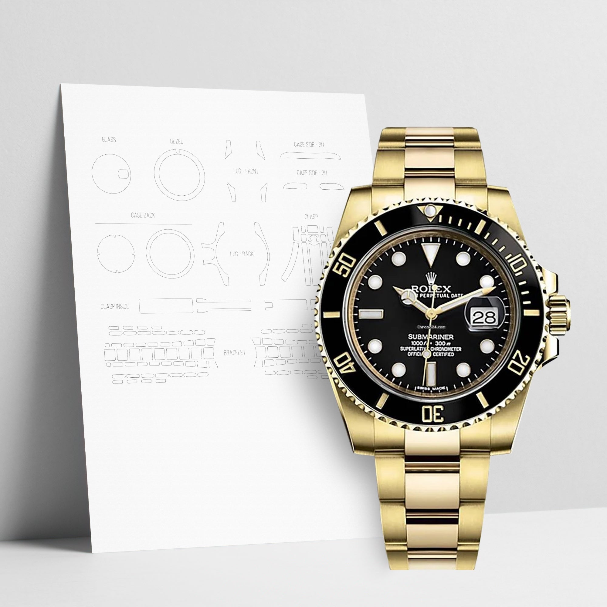 WATCHSHELL ROLEX SUBMARINER 116618LN 40MM OYSTER PROTECTIVE FILM