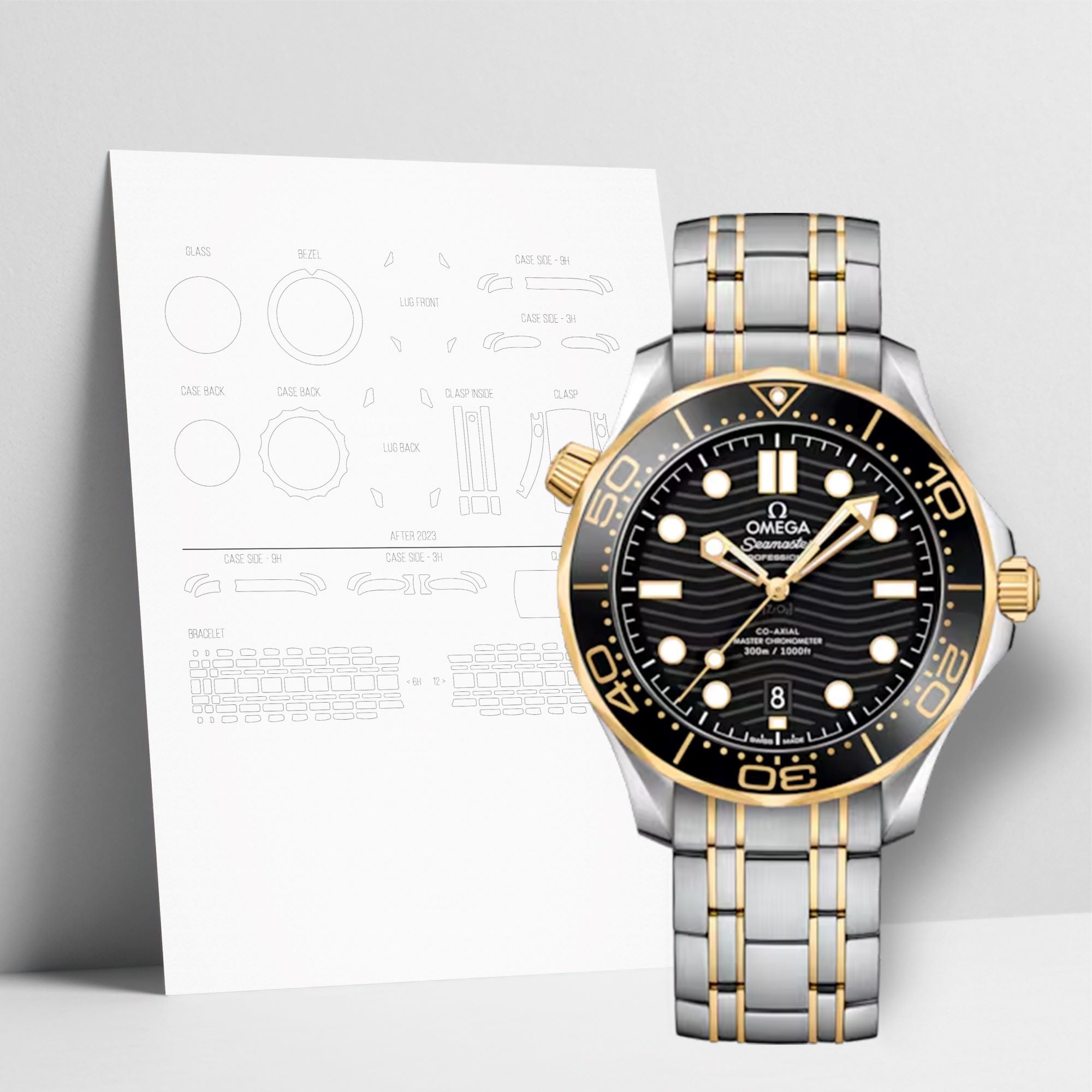 WATCHSHELL OMEGA DIVER 300M 210.20.42.20.03.001 42MM PROTECTIVE FILM