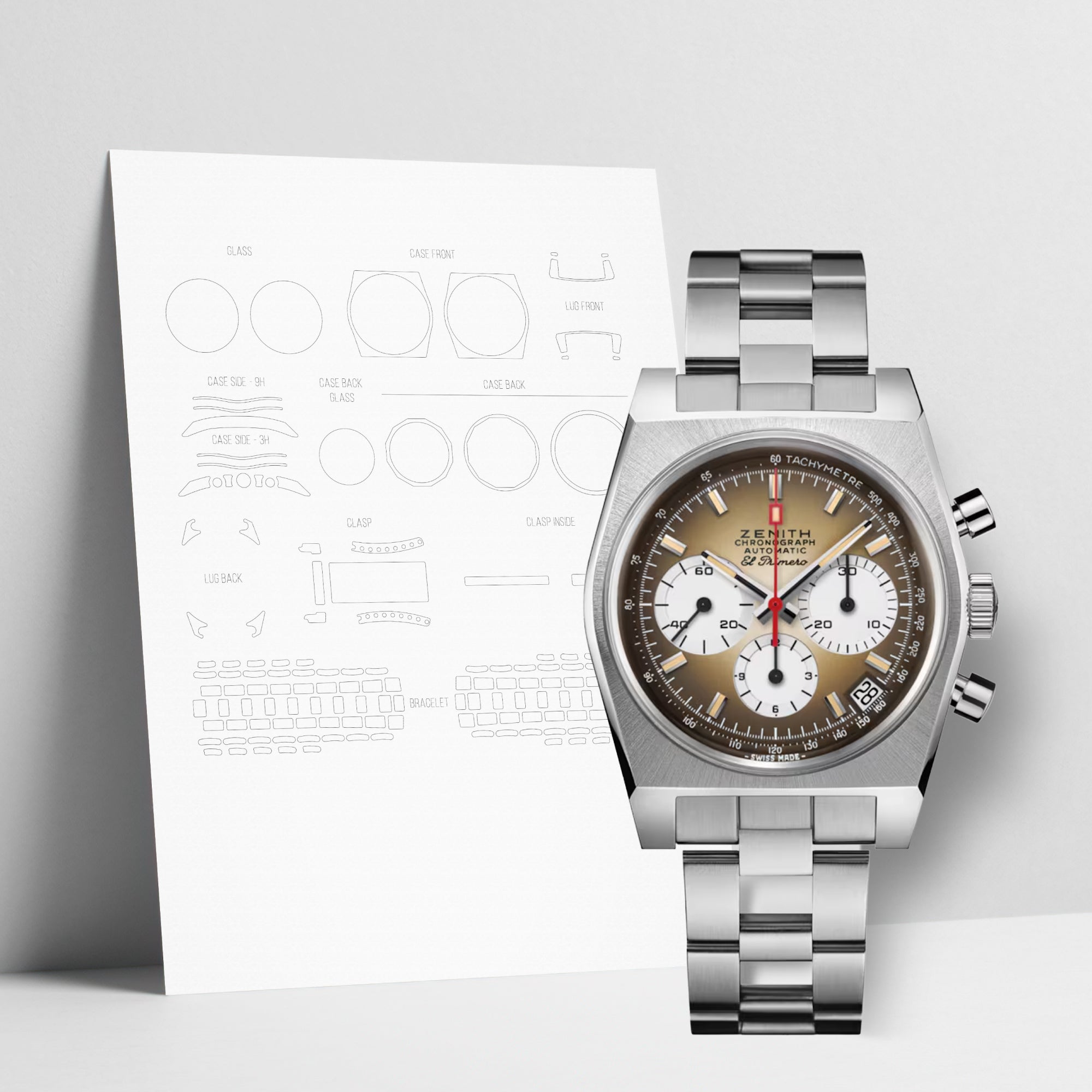WATCHSHELL ZENITH CHRONOMASTER 03.A384.400/385.M385 37MM PROTECTIVE FILM