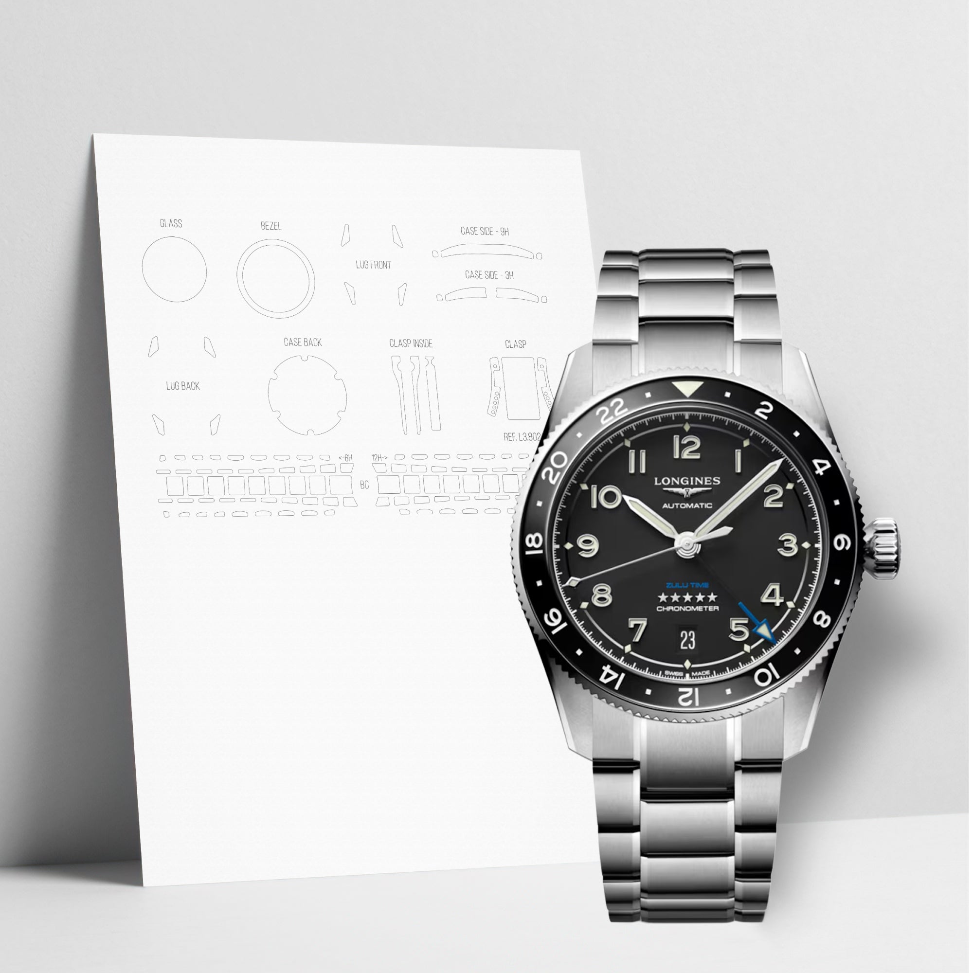 WATCHSHELL LONGINES SPIRIT L3.802.4.53.6 39MM PROTECTIVE FILM