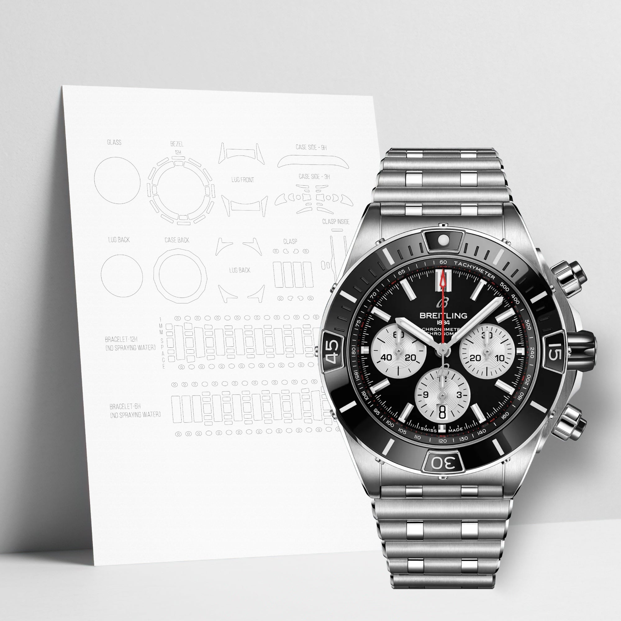 WATCHSHELL BREITLING SUPER CHRONOMAT AB0136251B1A1 44MM PROTECTIVE FILM
