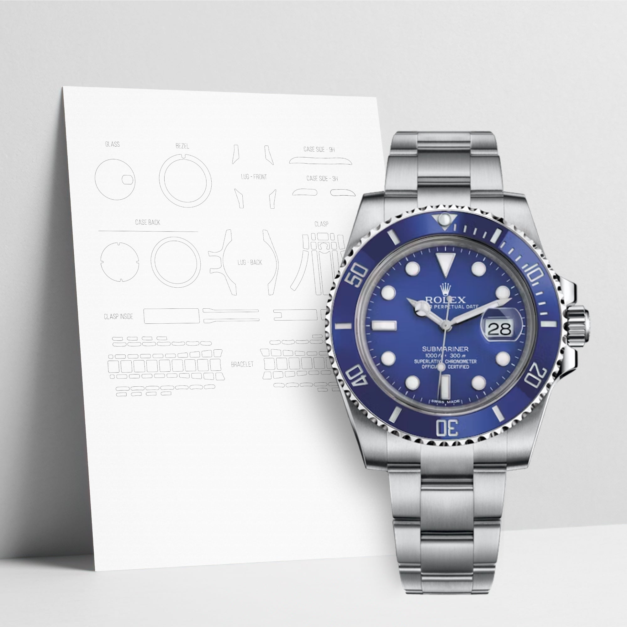 WATCHSHELL ROLEX SUBMARINER 116619LB 40MM OYSTER PROTECTIVE FILM