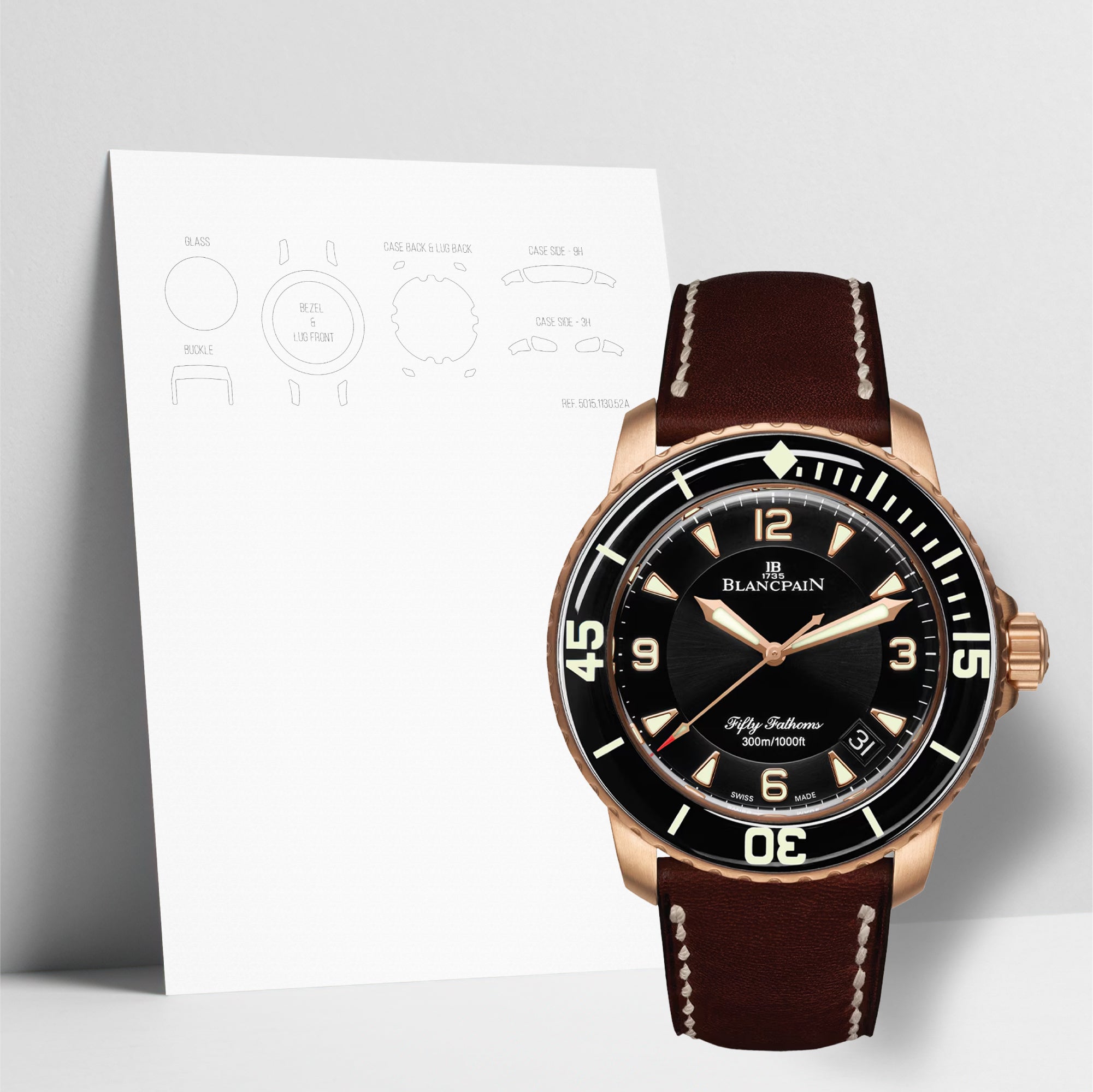 WATCHSHELL BLANCPAIN FIFTY FATHOMS 5015A 3630 63B 45MM PROTECTIVE FILM