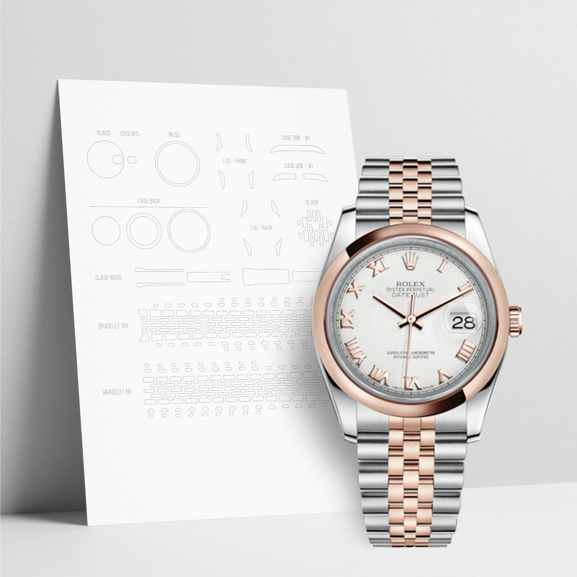 WATCHSHELL ROLEX DATEJUST 116201 36MM JUBILEE PROTECTIVE FILM