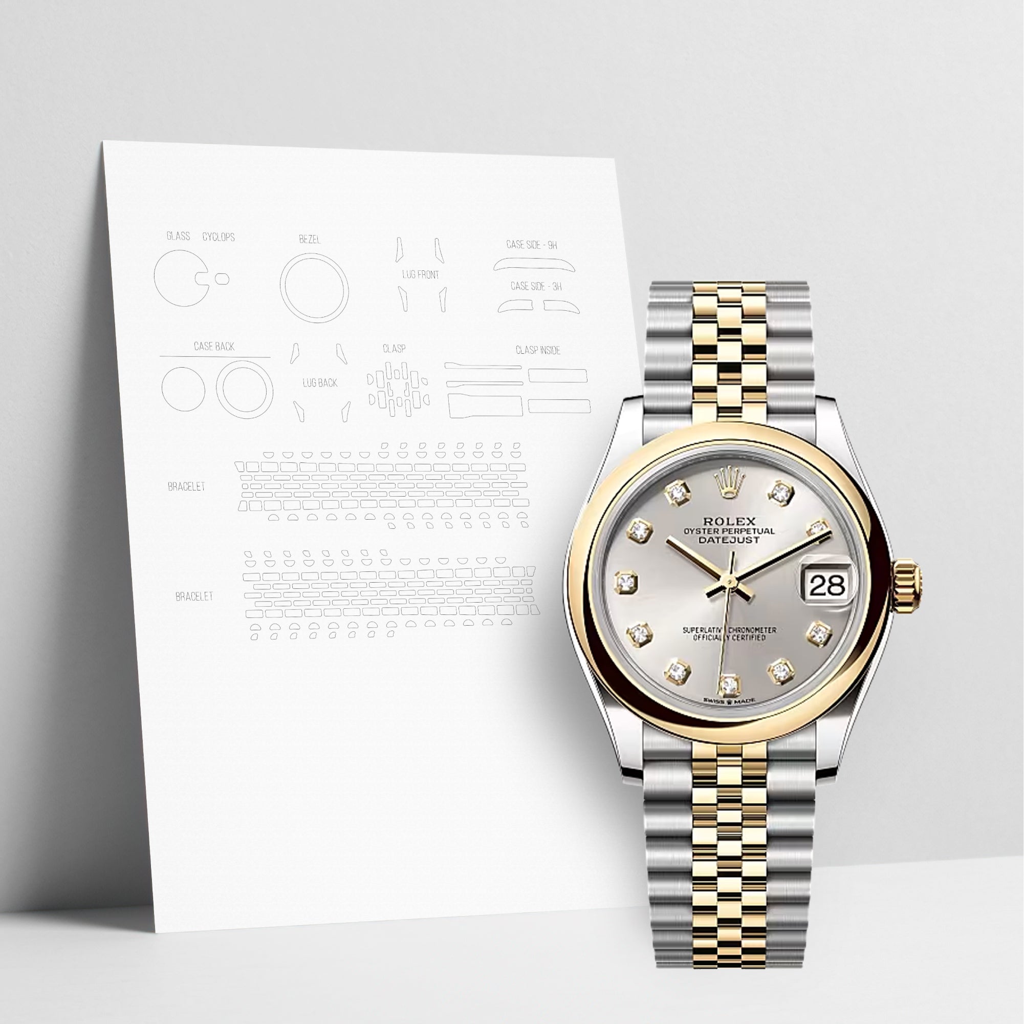 WATCHSHELL ROLEX DATEJUST 278243 31MM JUBILEE PROTECTIVE FILM