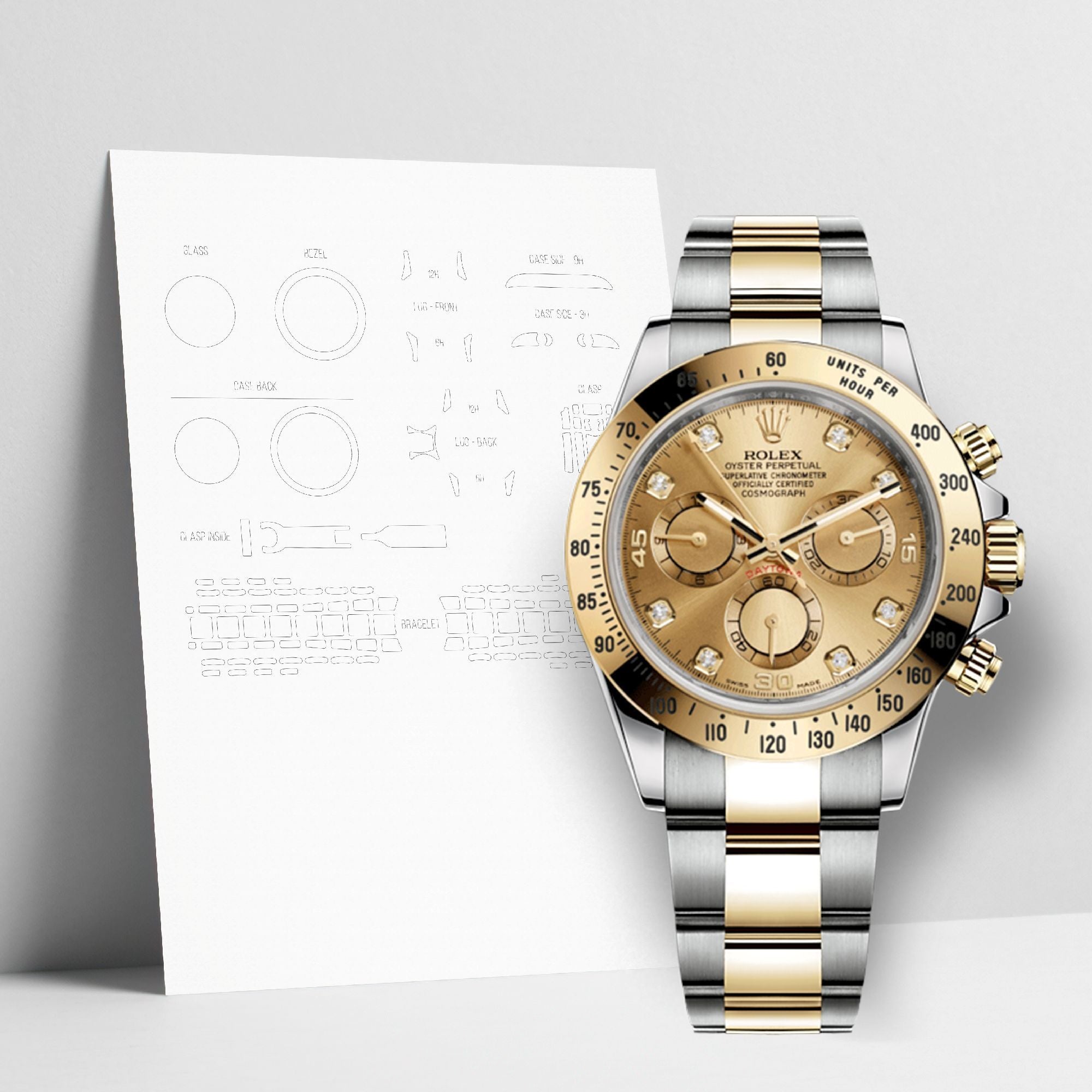 WATCHSHELL ROLEX DAYTONA 116523 40MM OYSTER (OLD VERSION) PROTECTIVE FILM