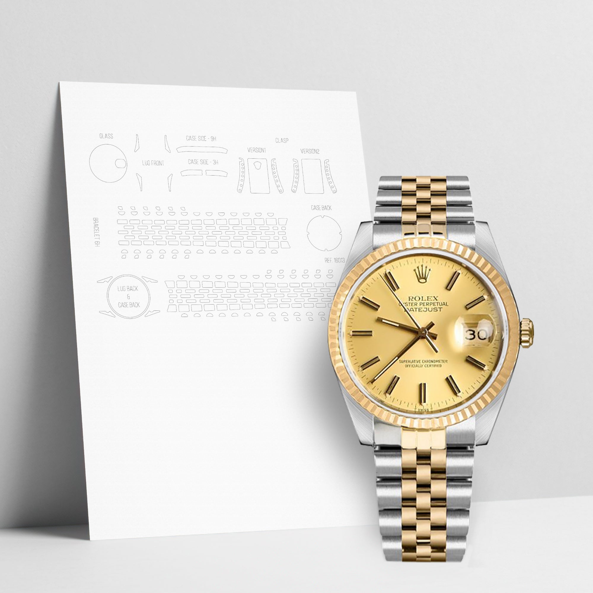 WATCHSHELL ROLEX DATEJUST 16013 36MM JUBILEE PROTECTIVE FILM