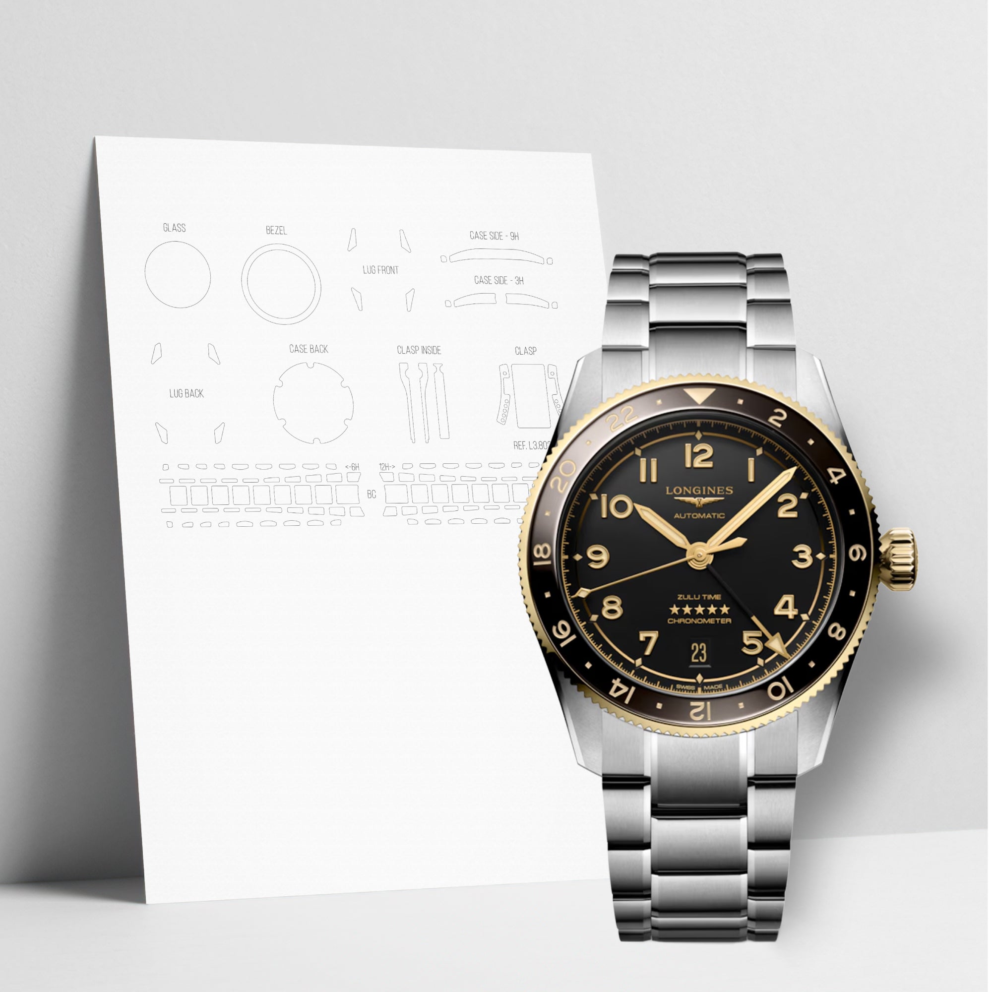 WATCHSHELL LONGINES SPIRIT L3.802.5.53.6 39MM PROTECTIVE FILM