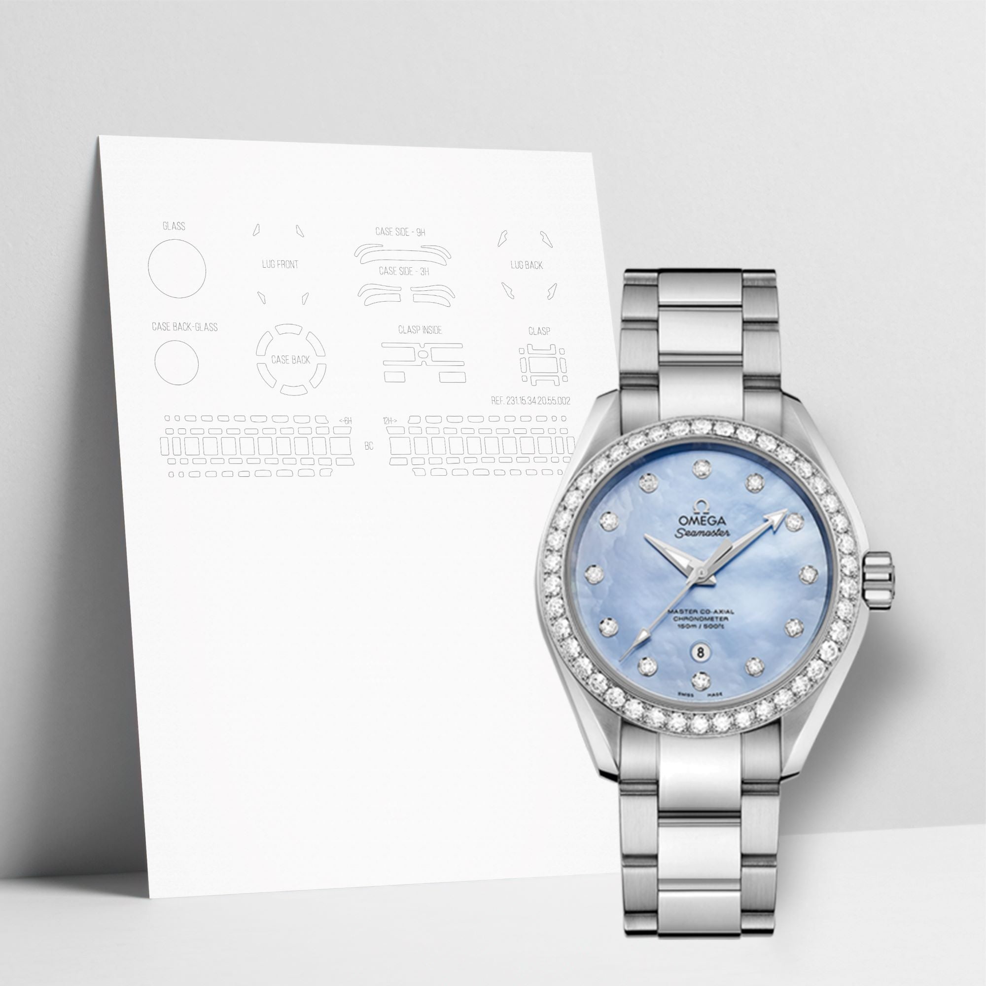 WATCHSHELL OMEGA AQUA TERRA 231.15.34.20.57.002 34MM PROTECTIVE FILM