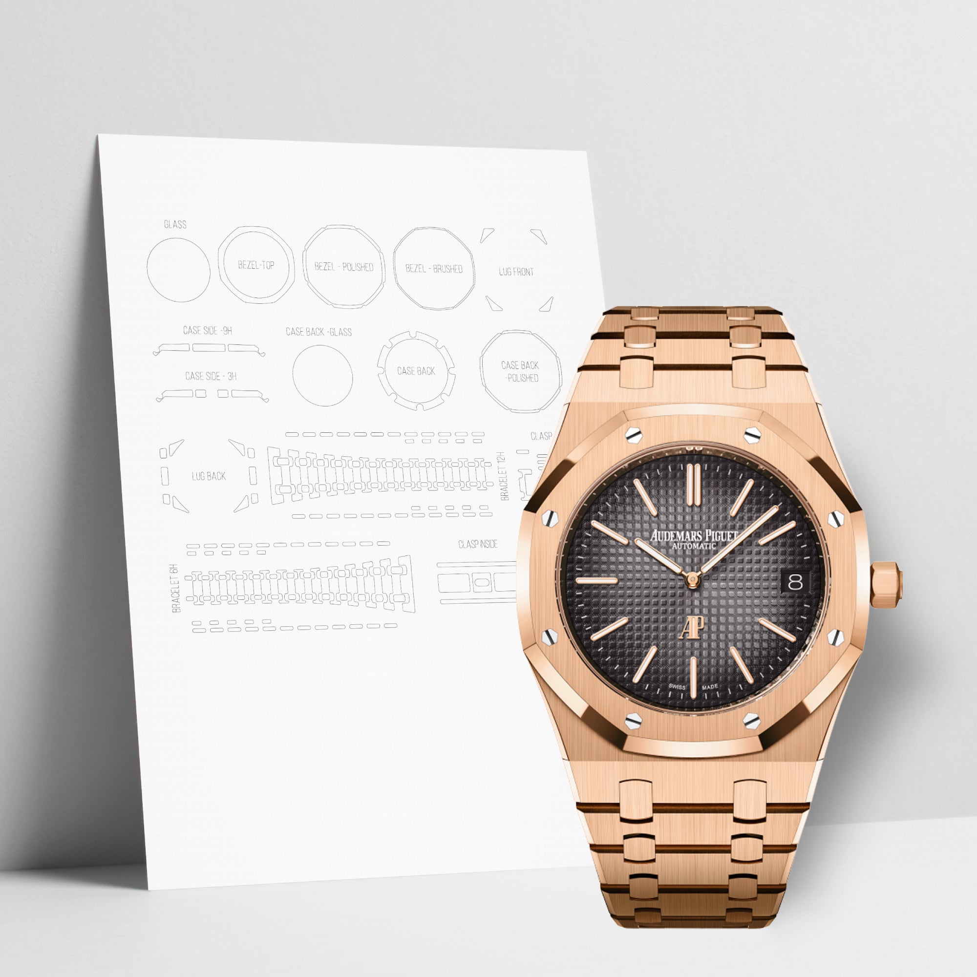 WATCHSHELL AUDEMARS PIGUET ROYAL OAK 16202OR.OO.1240OR.02 39MM PROTECTIVE FILM