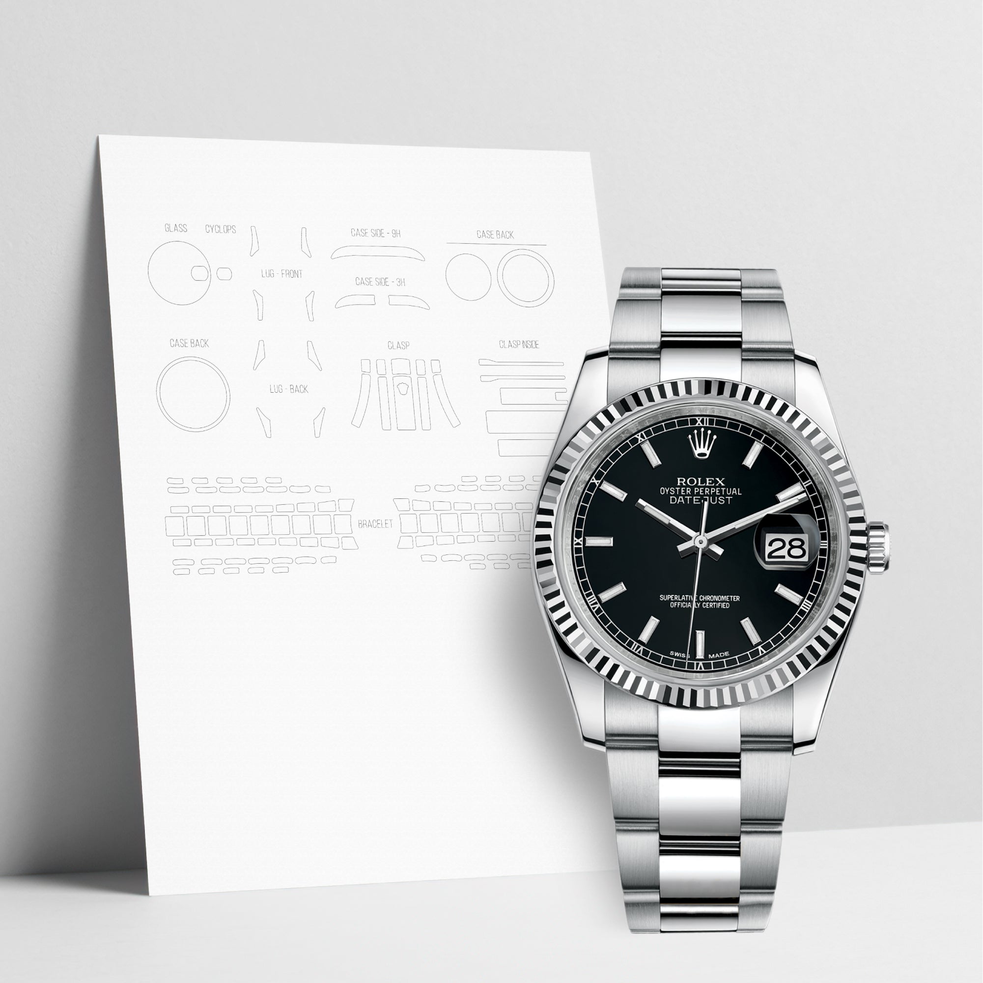 WATCHSHELL ROLEX DATEJUST 116234 36MM OYSTER PROTECTIVE FILM