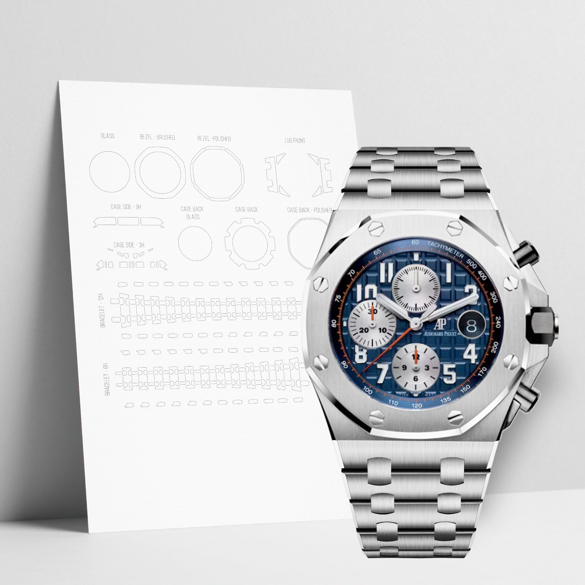 WATCHSHELL AUDEMARS PIGUET ROYAL OAK OFFSHORE 26470ST.OO.A027CA.01 42MM PROTECTIVE FILM