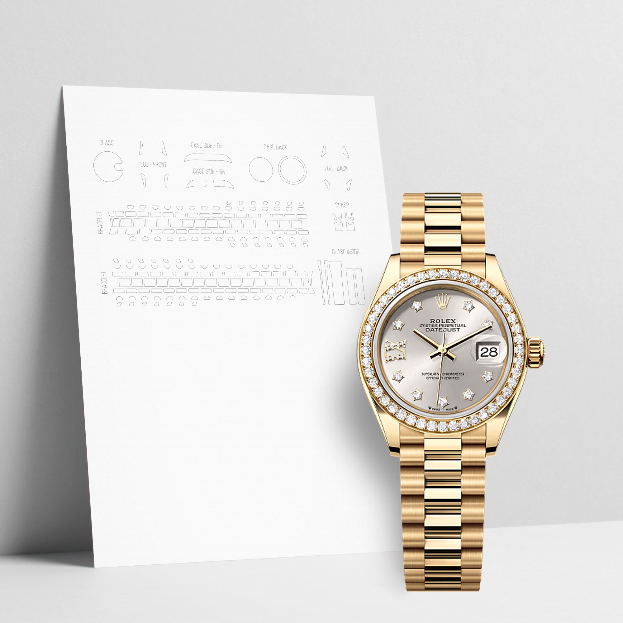 WATCHSHELL ROLEX DATEJUST 279138RBR 28MM PRESIDENT PROTECTIVE FILM