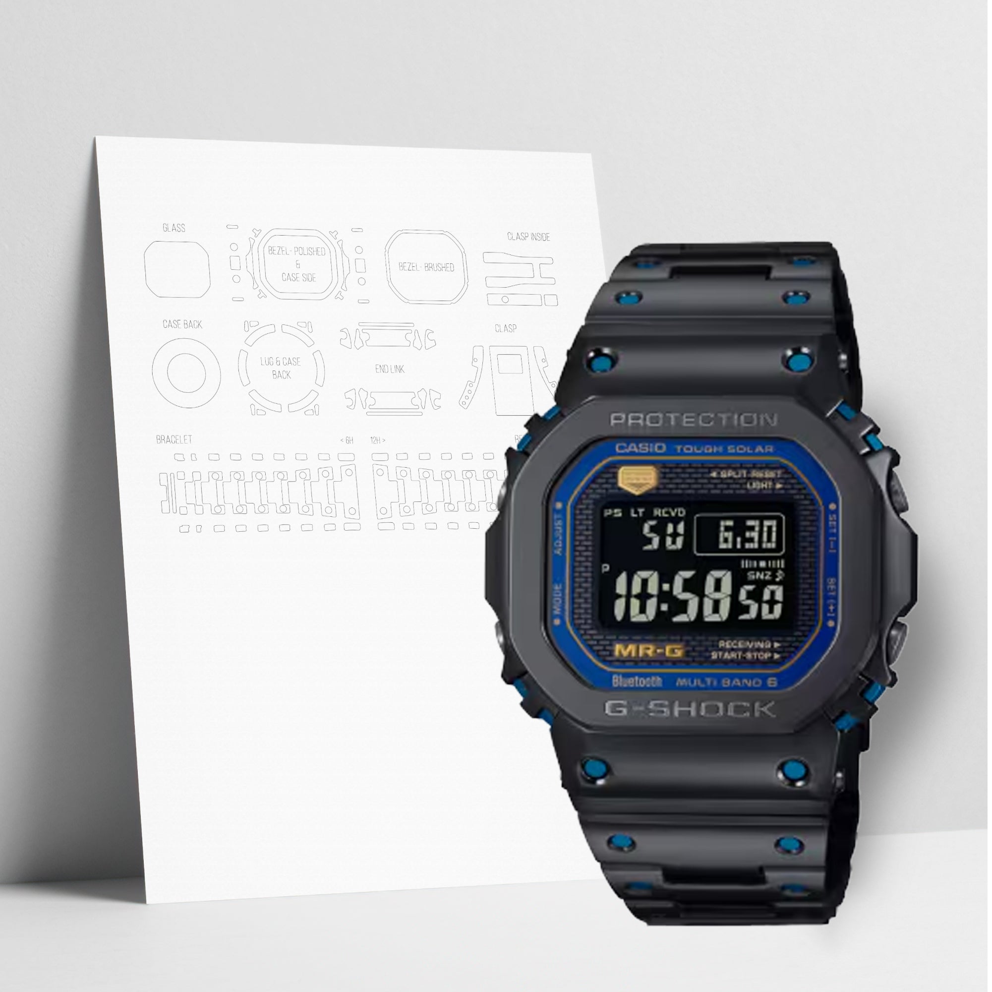 WATCHSHELL G-SHOCK MRG-B5000BA-1 PROTECTIVE FILM