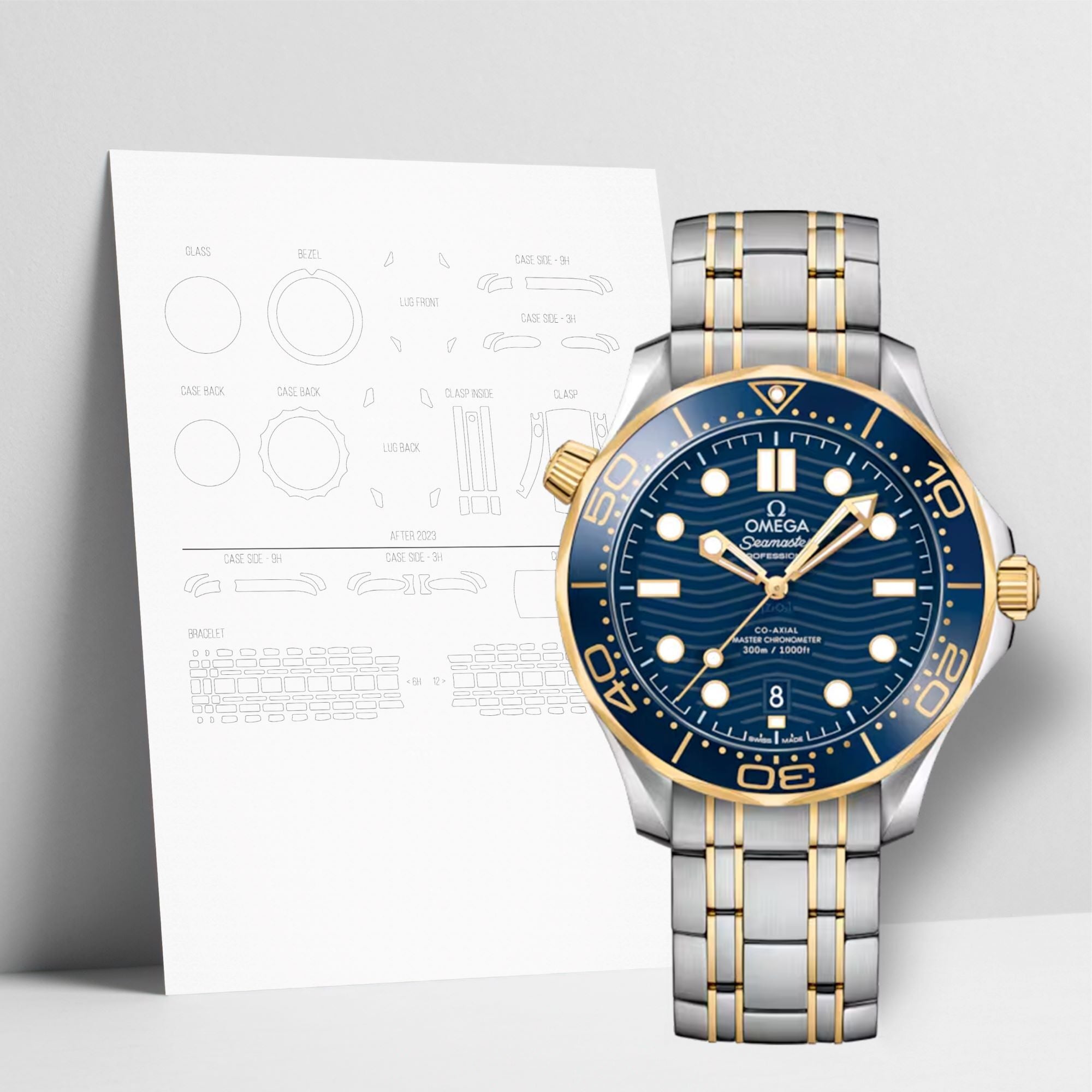 WATCHSHELL OMEGA DIVER 300M 210.20.42.20.03.002 42MM PROTECTIVE FILM