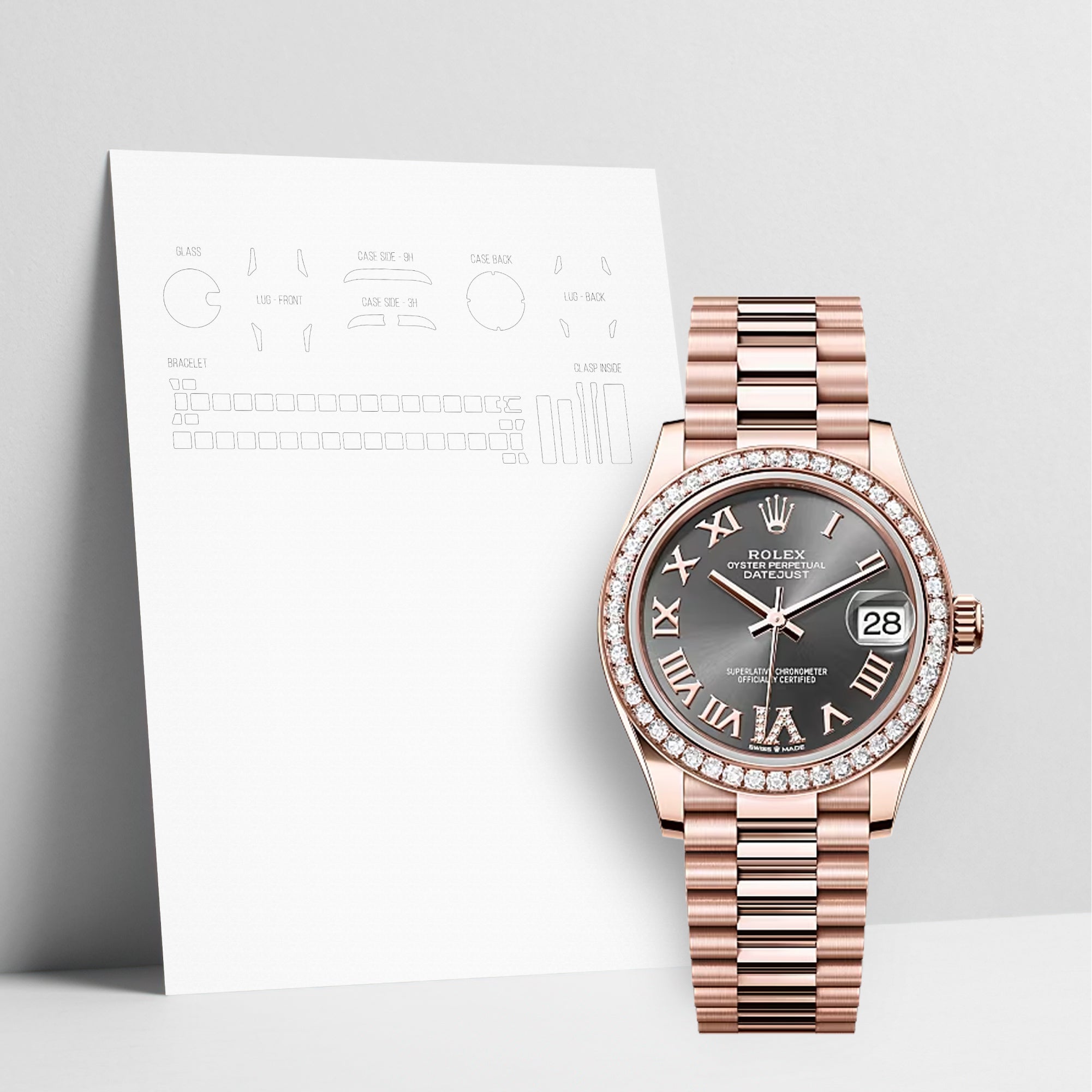 WATCHSHELL ROLEX DATEJUST 278285RBR 31MM PRESIDENT PROTECTIVE FILM